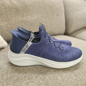 Wide Skecher Slip-Ins Easy Sneakers Blue Comfort Memory Walking Shoe M 10.5-11